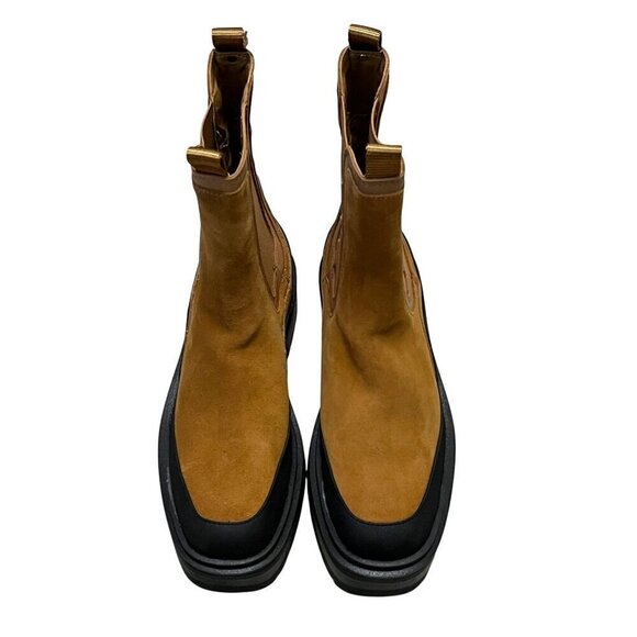 🆕  Sam Edelman Lulia Camel Suede Chunky Ankle boots size 7.5 - Picture 4 of 9